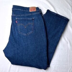 Levi's Womens Classic Straight Jeans Medium Wash Blue 22W Mid Rise Stretch Denim